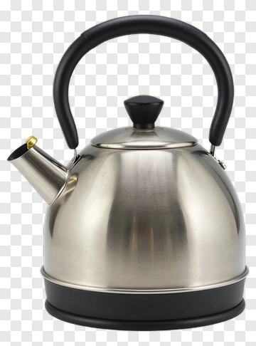 Stainless Steel Kettle With Black Handle PNG