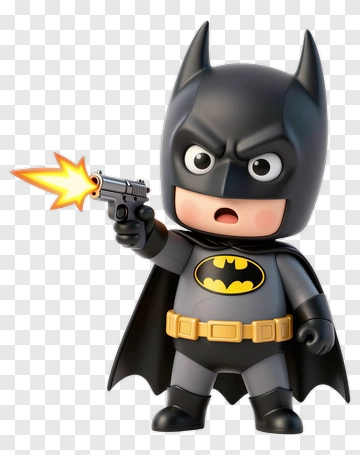 Cartoon Batman Holding A Gun PNG
