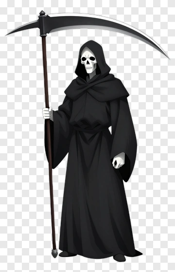 Cartoon Grim Reaper Holding A Scythe PNG