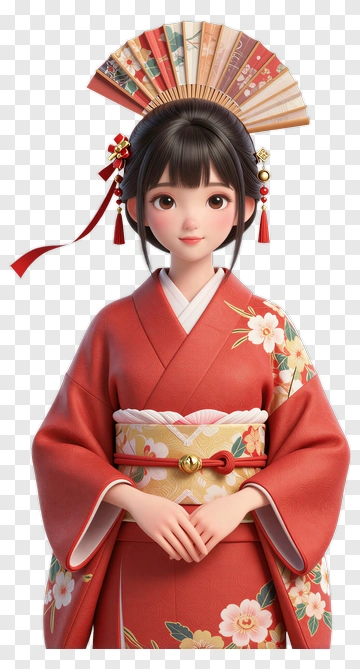 3D Girl In A Traditional Kimono PNG