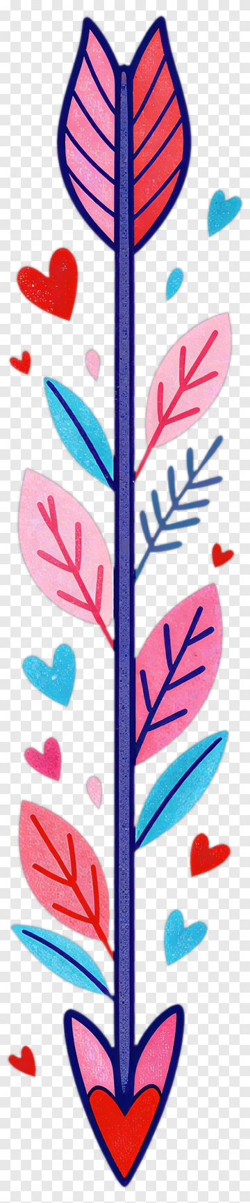 Colorful Arrow With Leaves And Hearts PNG