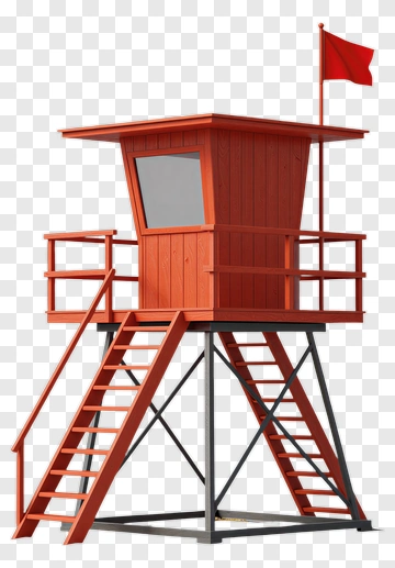 Lifeguard Tower With Red Flag PNG