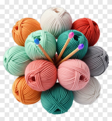 Colorful Yarn Balls With Knitting Needles PNG