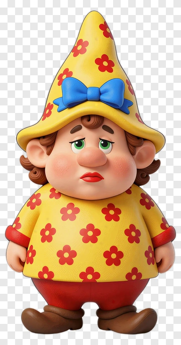 Cartoon Character In Yellow Hat With Flowers PNG