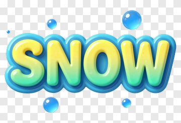 Colorful Snow Text With Bubbles PNG