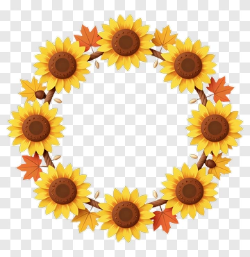 Sunflower Wreath With Autumn Leaves PNG