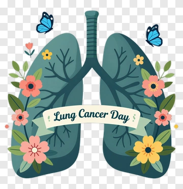 Lung Cancer Day Illustration With Flowers And Butterflies PNG