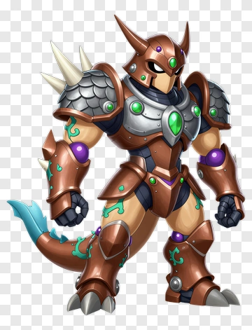 3D Armored Dragon Warrior Character PNG