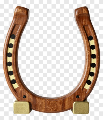 Wooden Horseshoe With Metallic Accents PNG