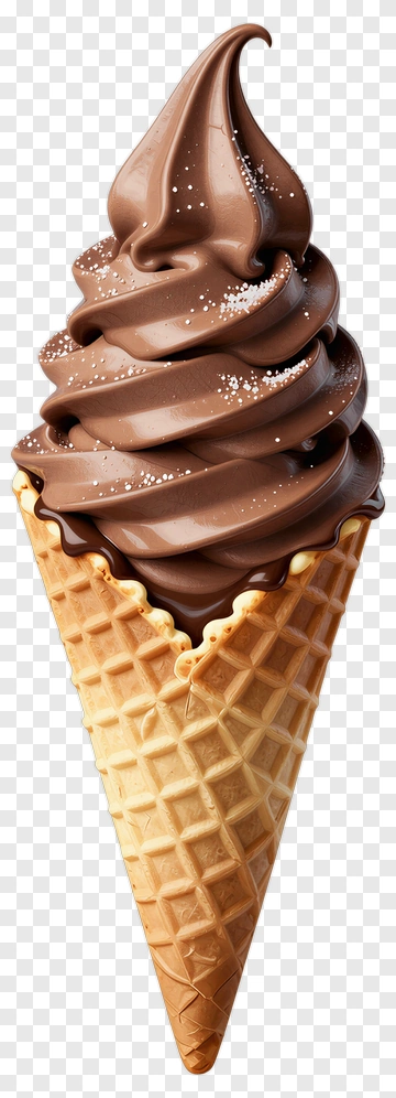 Chocolate Soft Serve Ice Cream Cone PNG