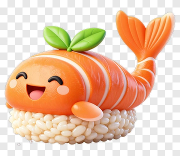 Cute Sushi Whale With Smiling Face PNG