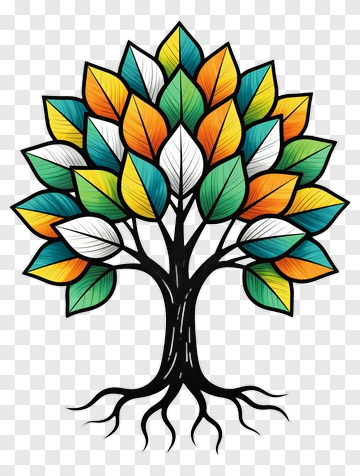 Colorful Tree With Vibrant Leaves PNG