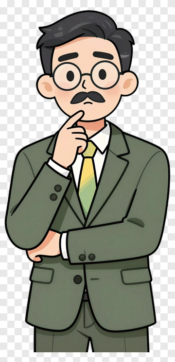 Businessman Thinking With Hand On Chin PNG