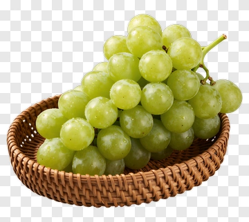 Green Grapes In A Woven Basket PNG