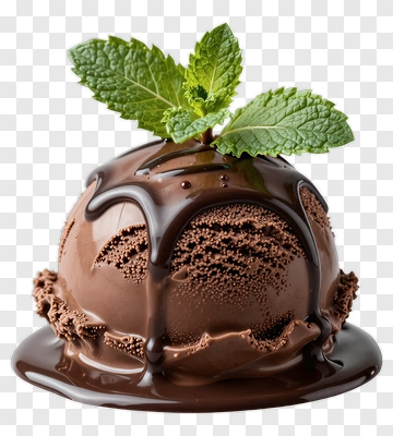 Chocolate Ice Cream With Mint Leaves PNG