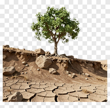 Tree Growing In A Dry Landscape PNG