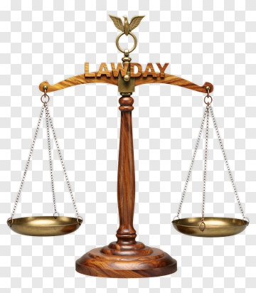 Wooden Scale With Law Day Text PNG