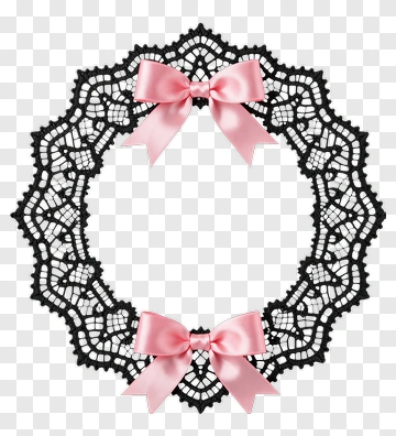 Lace Wreath With Pink Bows PNG