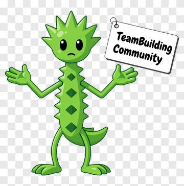 Cartoon Character Holding A Teambuilding Community Sign PNG