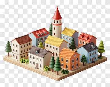 Colorful Miniature Town Model PNG