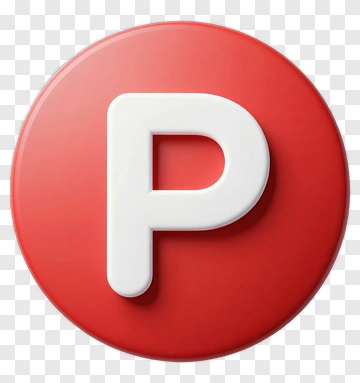Red Circular Button With White Letter P PNG