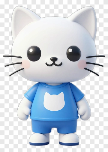 3D Cartoon Cat Character In Blue Outfit PNG