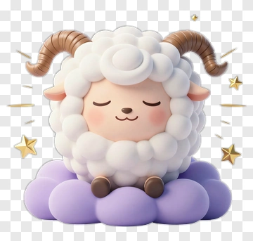 Cute Cartoon Sheep Sitting On A Cloud PNG