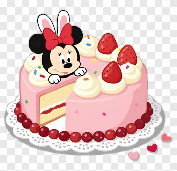 Minnie Mouse Cake With Strawberries PNG