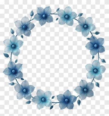 Blue Floral Wreath PNG