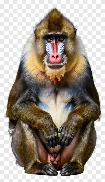 Mandrill Sitting With Hands On Knees PNG