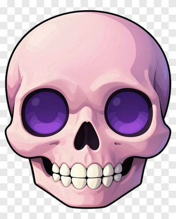 Cartoon Skull With Purple Eyes PNG