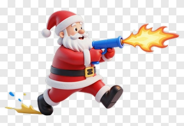 Cartoon Santa Claus Holding A Water Gun PNG