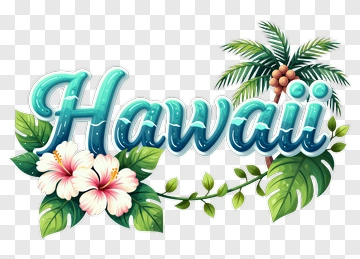 Hawaii Floral Design With Palm Tree PNG