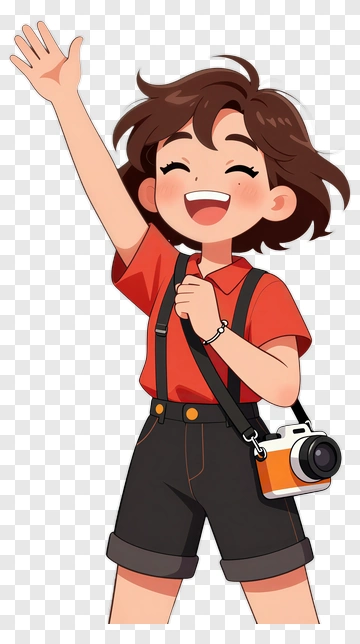 Happy Girl Holding A Camera PNG