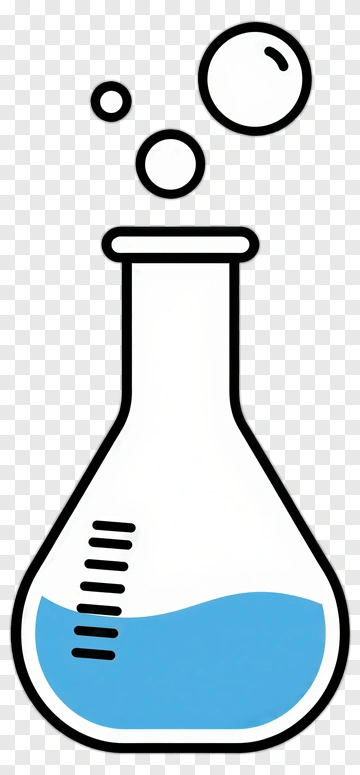 Laboratory Flask With Blue Liquid And Bubbles PNG
