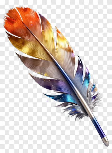 Colorful Feather With Gradient Effects PNG