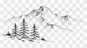 Mountain Landscape With Pine Trees PNG