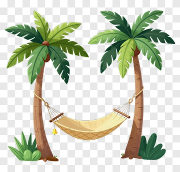 Hammock Between Two Palm Trees PNG