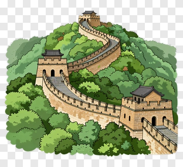 Great Wall Of China In A Cartoon Style PNG