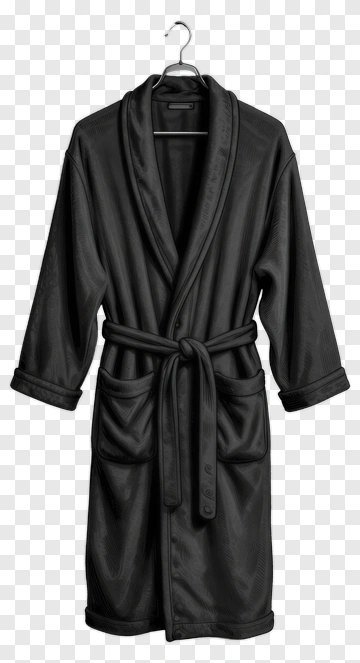 Black Bathrobe On A Hanger PNG