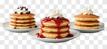 Stack Of Pancakes With Syrup And Whipped Cream PNG