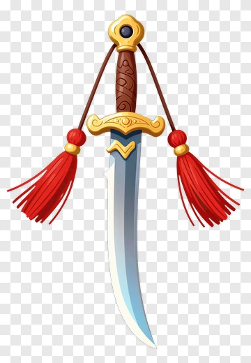 Decorative Sword With Red Tassels PNG