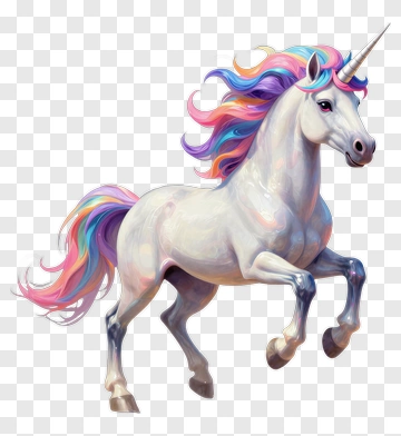 Colorful Unicorn With Flowing Mane PNG