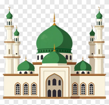 Islamic Mosque With Green Domes PNG