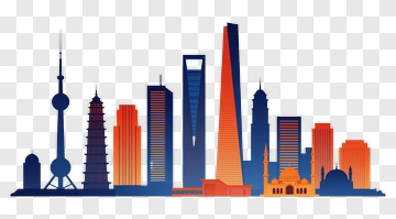 City Skyline Silhouette At Sunset PNG