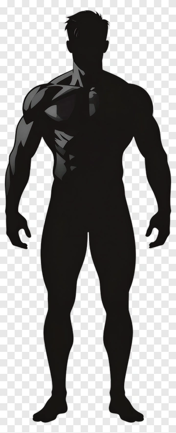 Silhouette Of A Muscular Man PNG