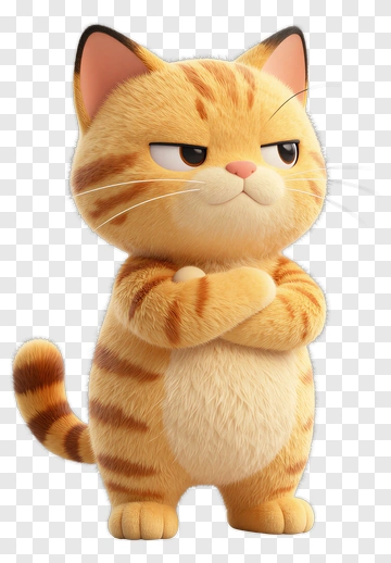 Cartoon Cat With Crossed Arms PNG