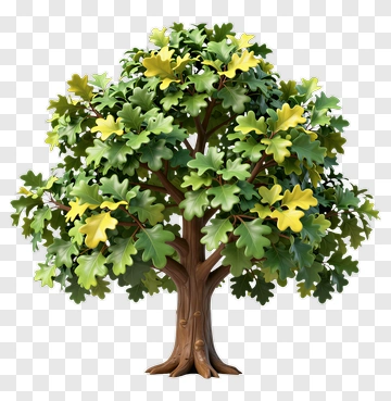 Colorful Tree With Green And Yellow Leaves PNG
