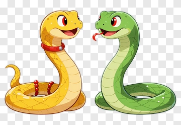 Cartoon Snakes With Expressions PNG