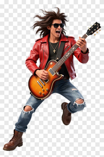 Rock Musician Playing Electric Guitar PNG